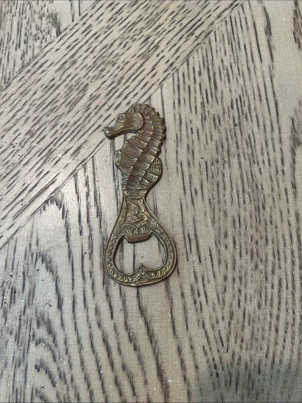 Vintage Seahorse Brass Bottle Opener - Ornate Nautical Accent
